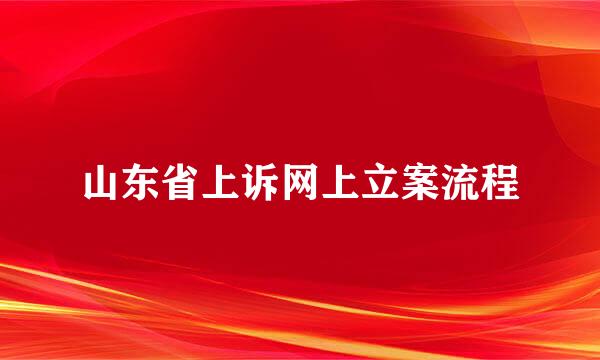 山东省上诉网上立案流程