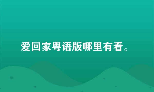 爱回家粤语版哪里有看。