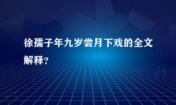 徐孺子年九岁尝月下戏的全文解释？