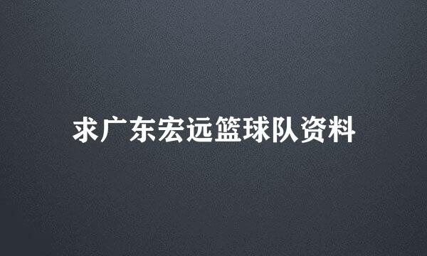 求广东宏远篮球队资料