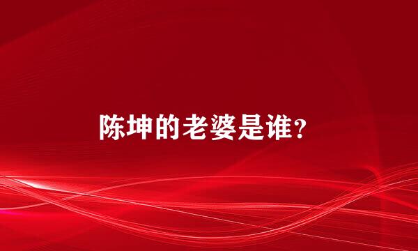 陈坤的老婆是谁？