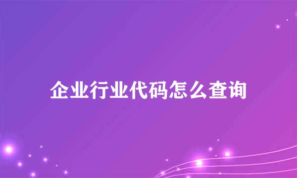 企业行业代码怎么查询