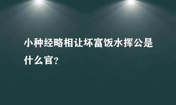 小种经略相让坏富饭水挥公是什么官？