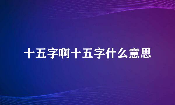 十五字啊十五字什么意思