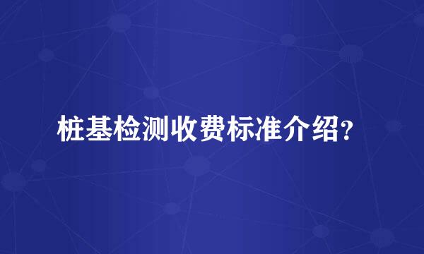 桩基检测收费标准介绍？