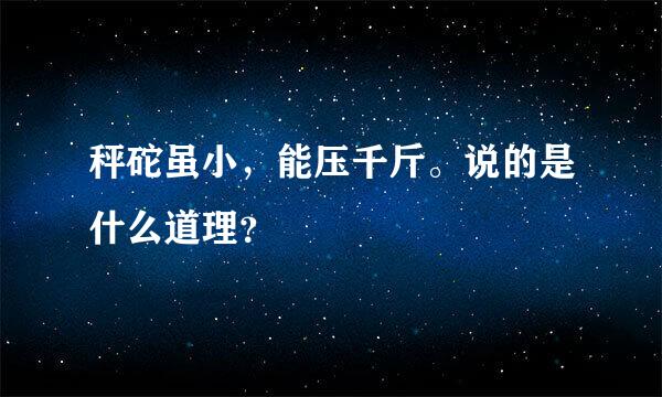 秤砣虽小，能压千斤。说的是什么道理？