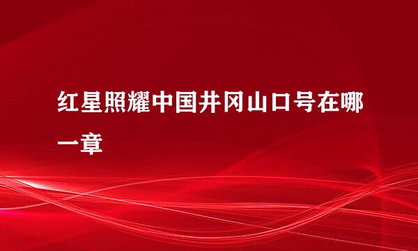 红星照耀中国井冈山口号在哪一章