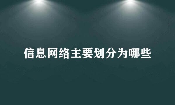 信息网络主要划分为哪些