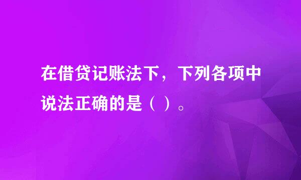 在借贷记账法下，下列各项中说法正确的是（）。