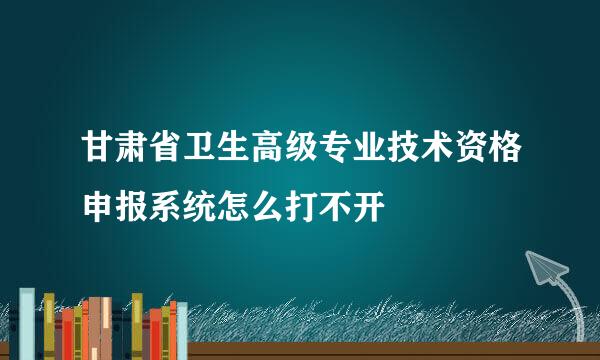 甘肃省卫生高级专业技术资格申报系统怎么打不开