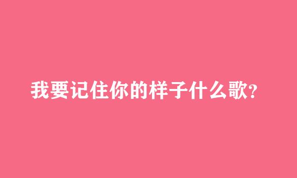 我要记住你的样子什么歌？