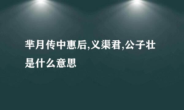 芈月传中惠后,义渠君,公子壮是什么意思