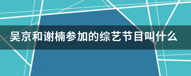 吴京和谢楠参加的综艺节目叫什么