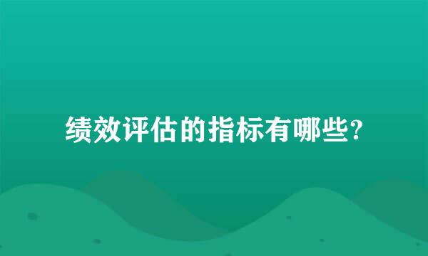 绩效评估的指标有哪些?