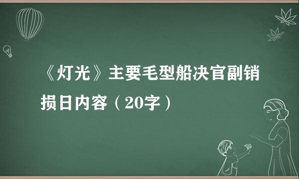 《灯光》主要毛型船决官副销损日内容（20字）