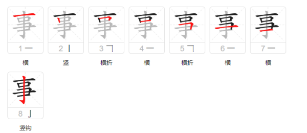 事的笔顺命帮法括满笔画