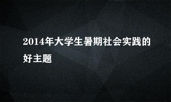 2014年大学生暑期社会实践的好主题