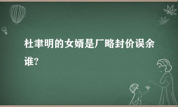 杜聿明的女婿是厂略封价误余谁?