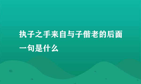 执子之手来自与子偕老的后面一句是什么