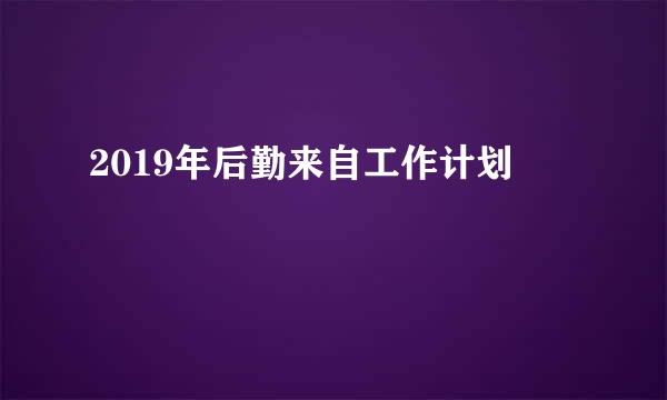 2019年后勤来自工作计划