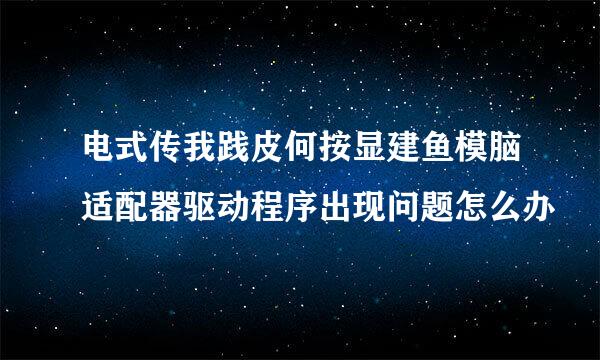 电式传我践皮何按显建鱼模脑适配器驱动程序出现问题怎么办