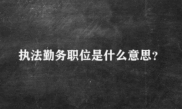 执法勤务职位是什么意思？