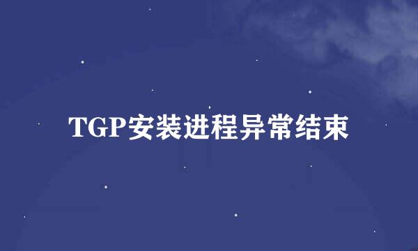 TGP安装进程异常结束