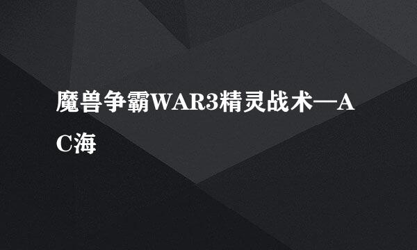 魔兽争霸WAR3精灵战术—AC海