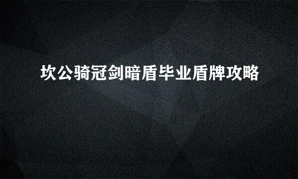 坎公骑冠剑暗盾毕业盾牌攻略