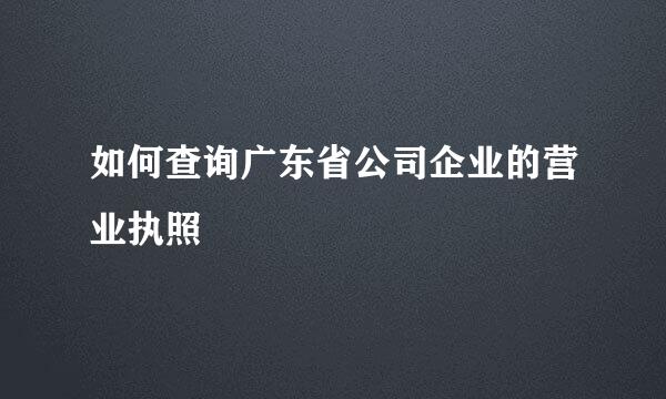 如何查询广东省公司企业的营业执照