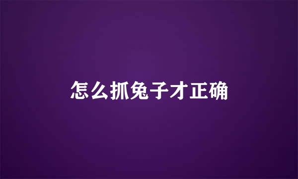 怎么抓兔子才正确