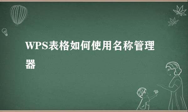 WPS表格如何使用名称管理器