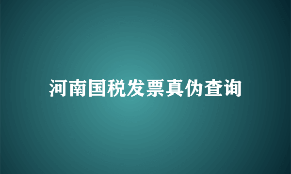 河南国税发票真伪查询