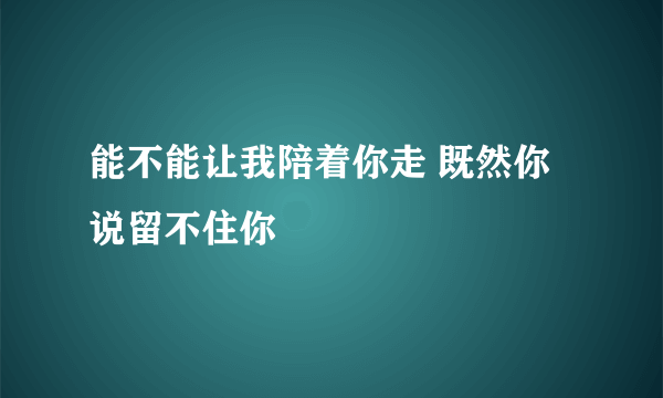 能不能让我陪着你走 既然你说留不住你