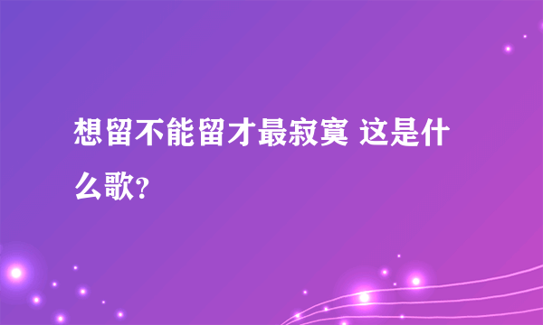 想留不能留才最寂寞 这是什么歌？