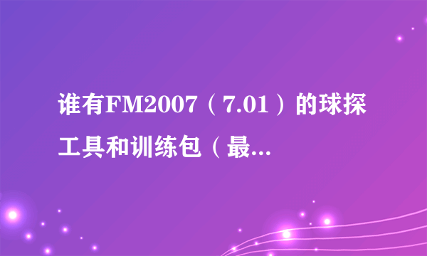 谁有FM2007（7.01）的球探工具和训练包（最好是中文的）网上很多都下不了