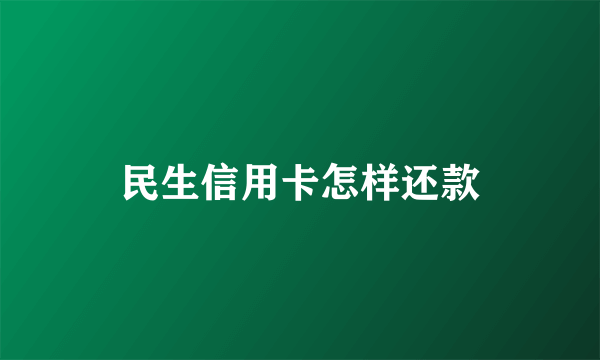 民生信用卡怎样还款