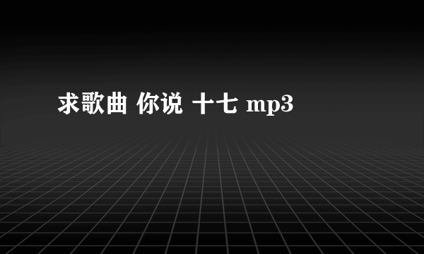 求歌曲 你说 十七 mp3