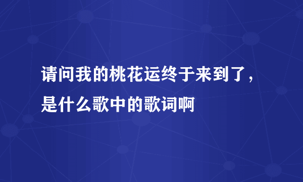 请问我的桃花运终于来到了，是什么歌中的歌词啊