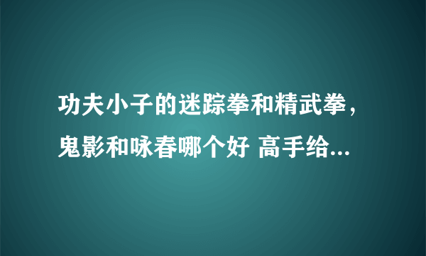 功夫小子的迷踪拳和精武拳，鬼影和咏春哪个好 高手给他们排下名！