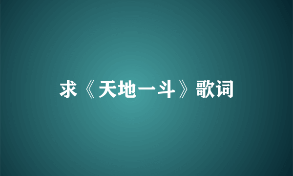 求《天地一斗》歌词