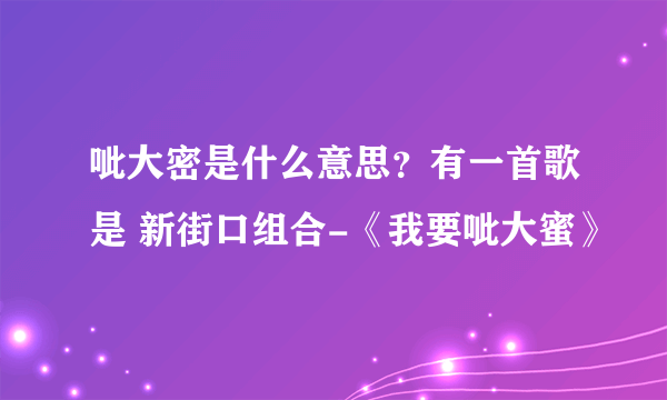 呲大密是什么意思？有一首歌是 新街口组合-《我要呲大蜜》