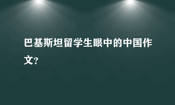 巴基斯坦留学生眼中的中国作文？