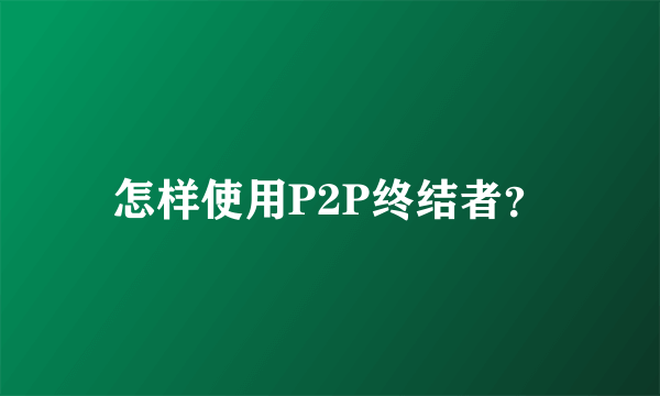 怎样使用P2P终结者？