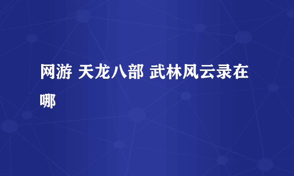 网游 天龙八部 武林风云录在哪