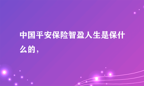 中国平安保险智盈人生是保什么的，