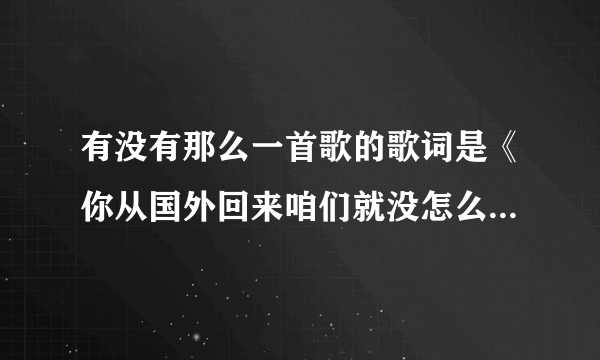 有没有那么一首歌的歌词是《你从国外回来咱们就没怎么聊过 一直忙着 》