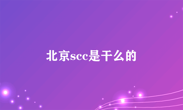 北京scc是干么的