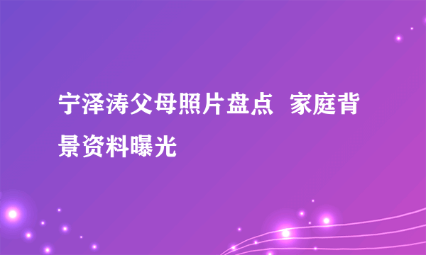 宁泽涛父母照片盘点  家庭背景资料曝光