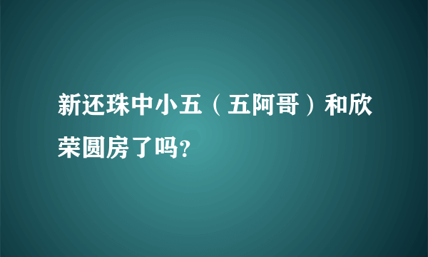 新还珠中小五（五阿哥）和欣荣圆房了吗？